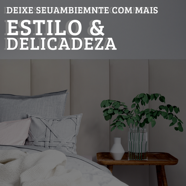 Cabeceira Modular Bege Adesiva Estofada – Design Sofisticado e Instalação Sem Furos