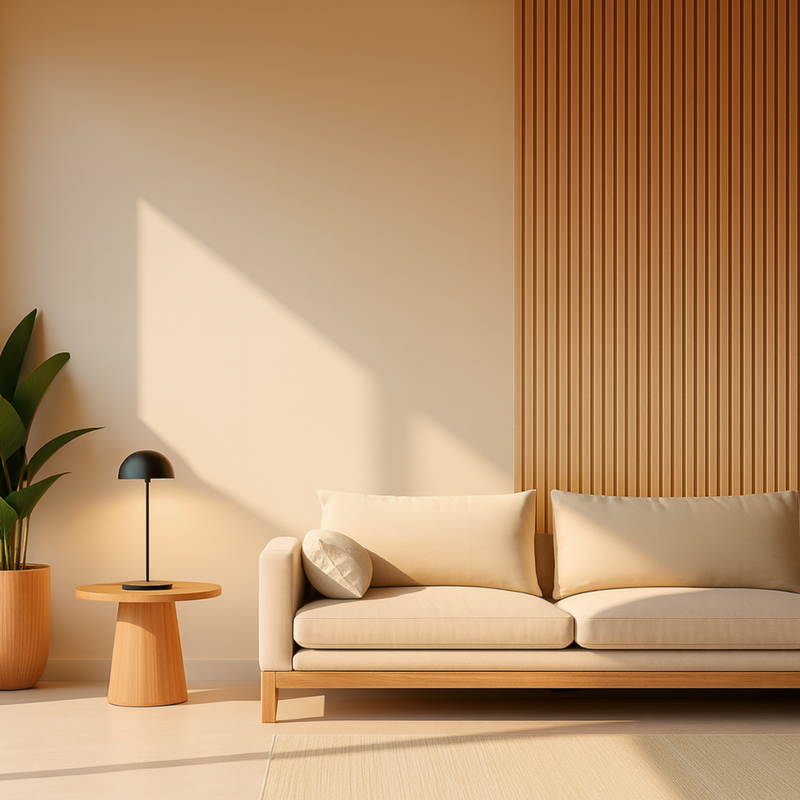 Painel Ripado Carvalho Natural- fibra de madeira WPC – Sofisticado Interno