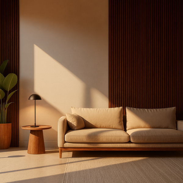 Painel Ripado Tabaco Natural - 2,80m Madeira Ecológica WPC – Sofisticado Interno