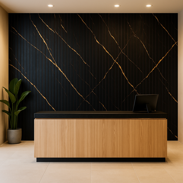 Painel Ripado Preto Gold - 2,80m Madeira Ecológica WPC – Sofisticado Interno