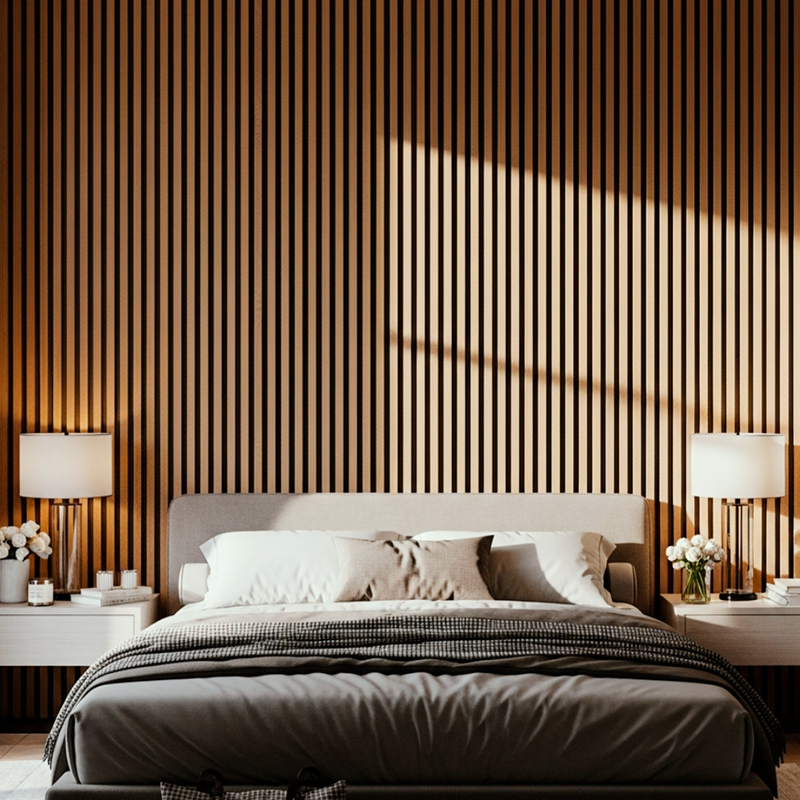 Painel Ripado Freijó - 2,90m Madeira Ecológica WPC – Sofisticado Interno