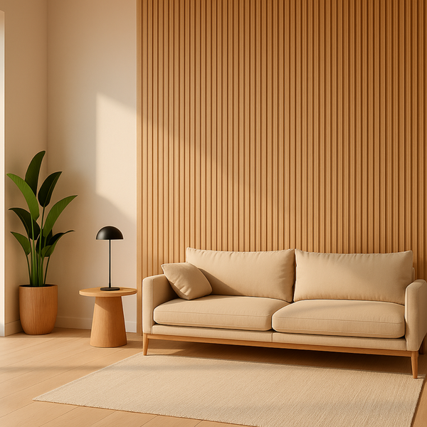 Painel Ripado Carvalho Natural 2,80m- fibra de madeira WPC – Sofisticado Interno