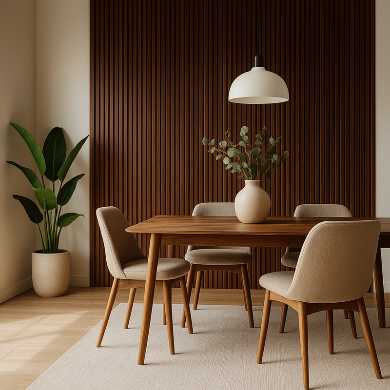 Painel Ripado Tabaco Natural - 2,80m Madeira Ecológica WPC – Sofisticado Interno