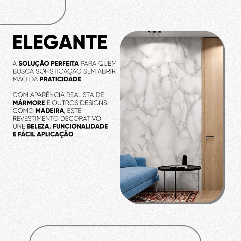 Placa de Mármore Vinílico Clássico 3mx1,20m – Revestimento Autocolante