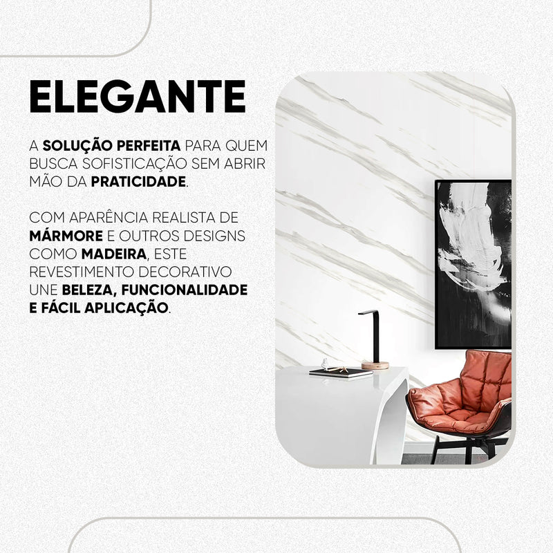 Placa Mármore Vinílico Rajado 3mx1,20m – Revestimento Autocolante
