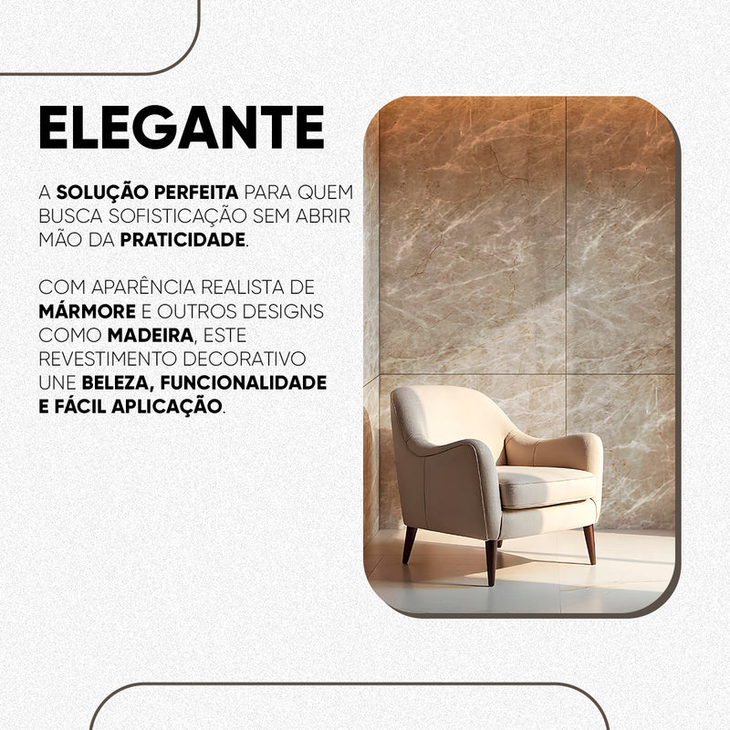 Painel de Mármore Vinílico Autocolante 3m x 1,20m Flexível