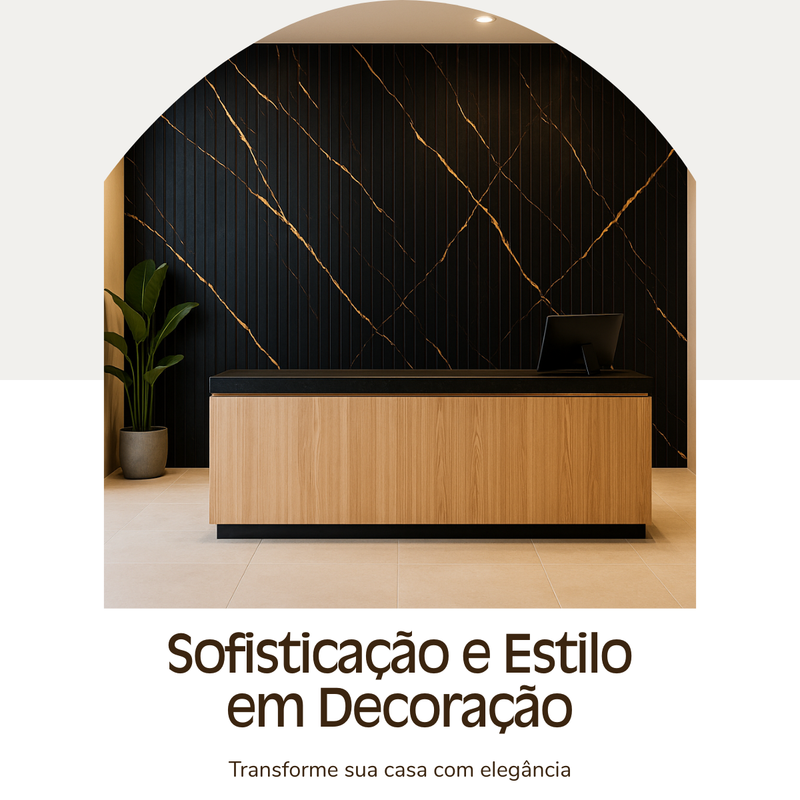 Painel Ripado Preto Gold - 2,80m Madeira Ecológica WPC – Sofisticado Interno