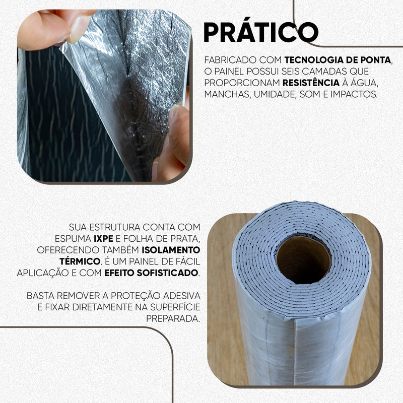 Placa de Mármore Vinílico Cinza Claro 3mx1,20m – Revestimento Autocolante