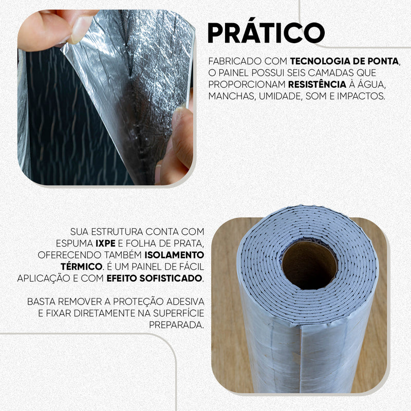 Painel de Mármore Vinílico Autocolante 3m x 1,20m Flexível