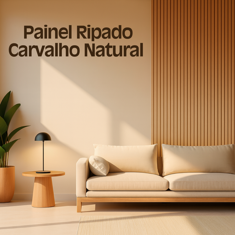 Painel Ripado Carvalho Natural- fibra de madeira WPC – Sofisticado Interno