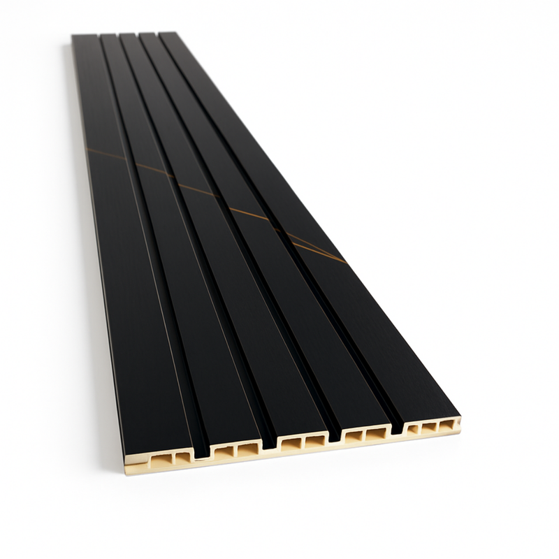 Painel Ripado Preto Gold - 2,90m Madeira Ecológica WPC – Sofisticado Interno