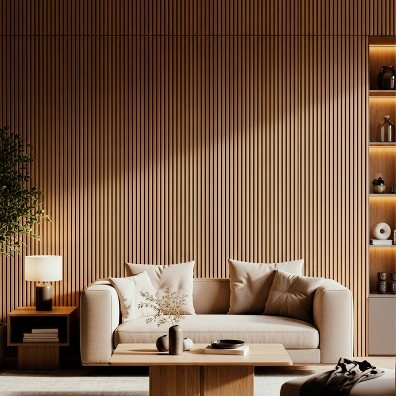 Painel Ripado Freijó - 2,90m Madeira Ecológica WPC – Sofisticado Interno