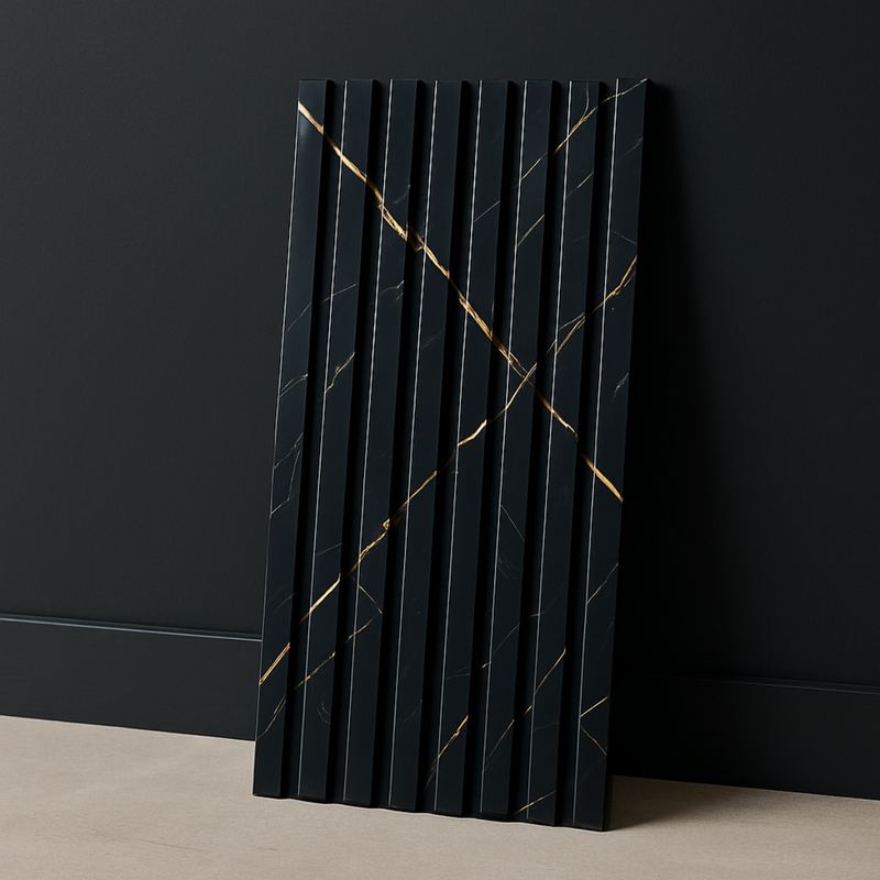 Painel Ripado Preto Gold - 2,80m Madeira Ecológica WPC – Sofisticado Interno