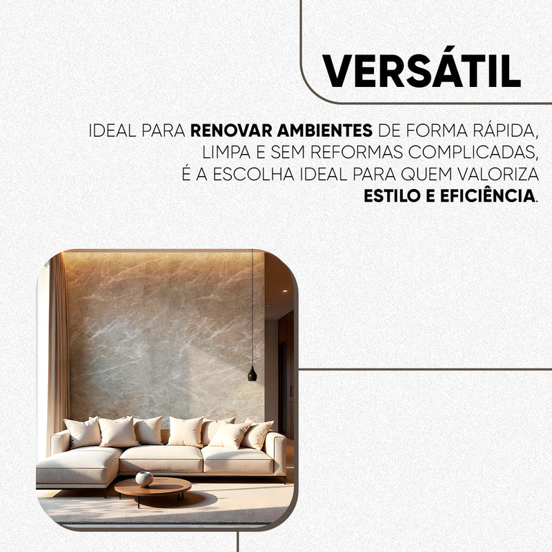 Placa de Mármore Vinílico Cinza Claro 3mx1,20m – Revestimento Autocolante