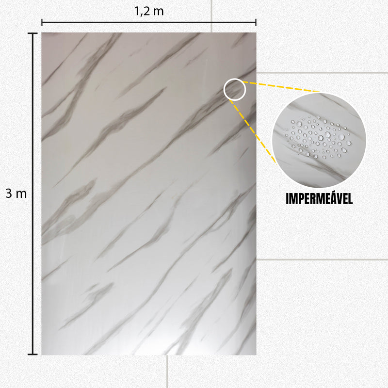Placa Mármore Vinílico Rajado 3mx1,20m – Revestimento Autocolante