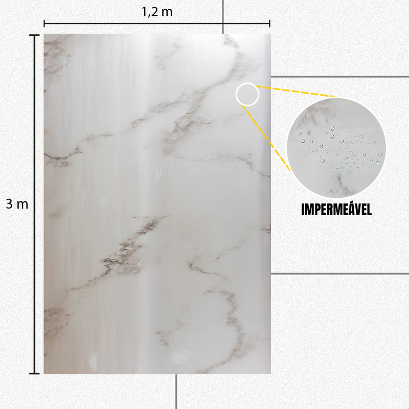 Painel de Mármore Vinílico Autocolante 3m x 1,20m Flexível