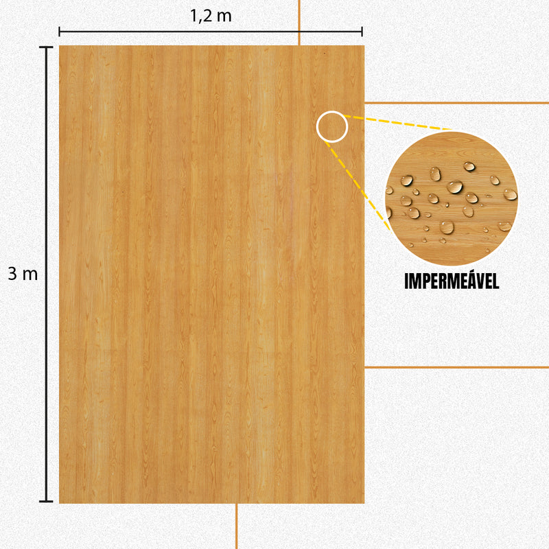 Placa Decorativo Vinílico Madeira Carvalho 3mx1,20m – Revestimento Autocolante