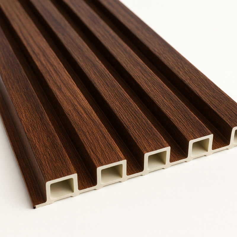 Painel Ripado Tabaco Natural - 2,80m Madeira Ecológica WPC – Sofisticado Interno