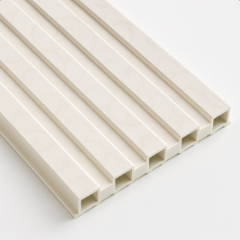 Painel Ripado Off White Cintilante - 2,80m Madeira Ecológica WPC – Sofisticado Interno