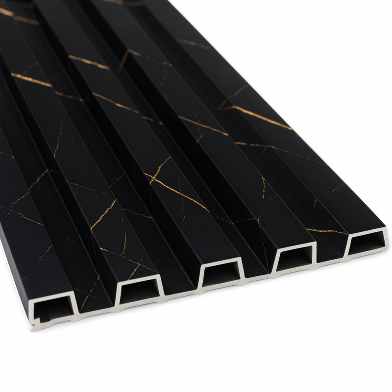 Painel Ripado Preto Gold - 2,80m Madeira Ecológica WPC – Sofisticado Interno