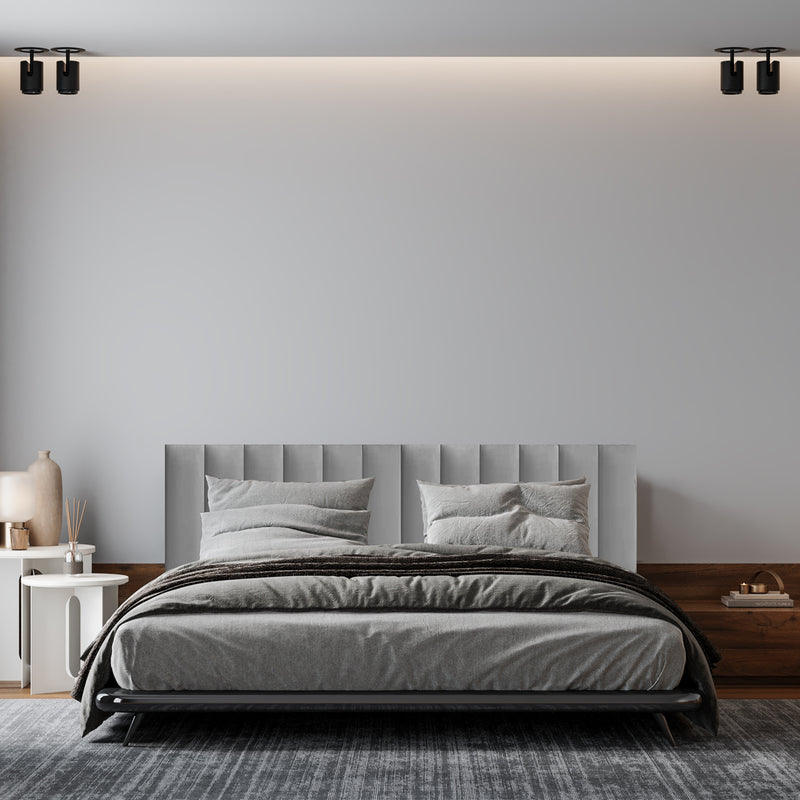 Cabeceira Modular Cinza Adesiva Estofada – Design Sofisticado e Instalação Sem Furos
