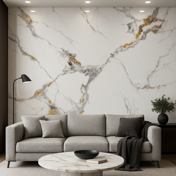 Placa de Mármore Branco Oro 2,80m Efeito Polido