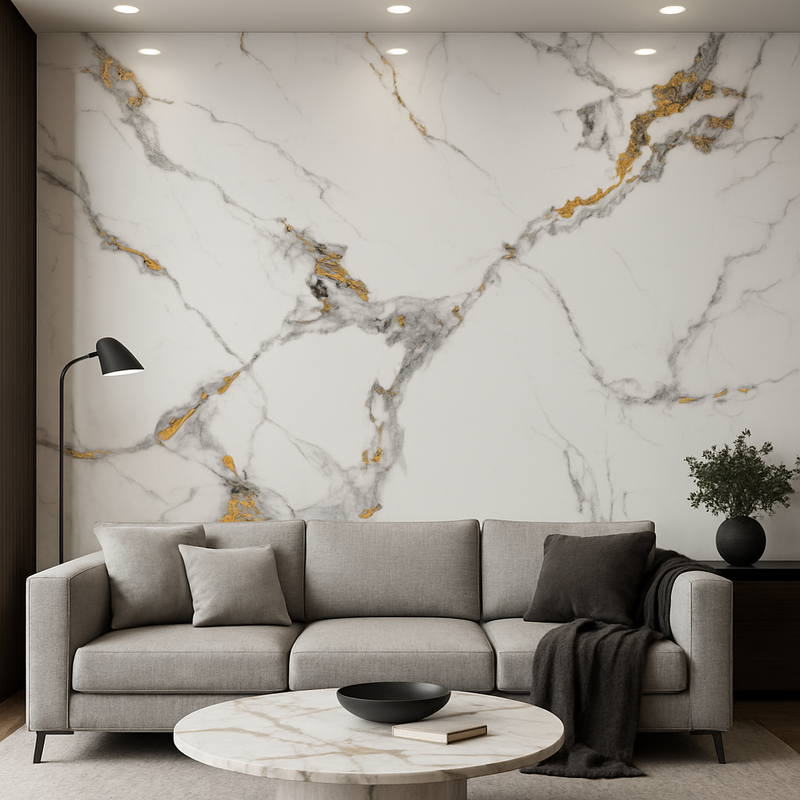 Placa de Mármore Branco Oro 2,80m Efeito Polido