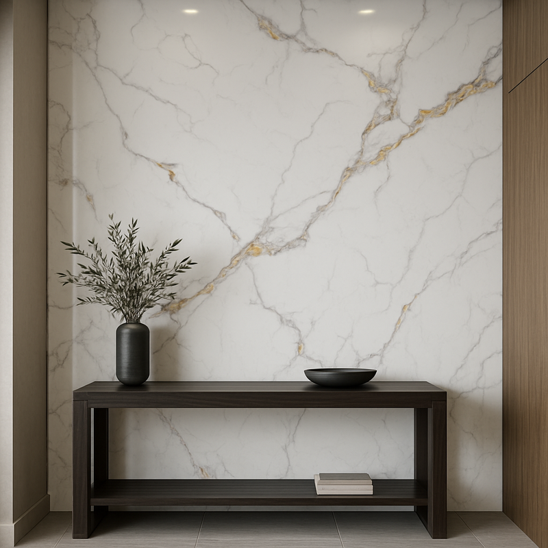Placa de Mármore Branco Oro 2,80m Efeito Polido