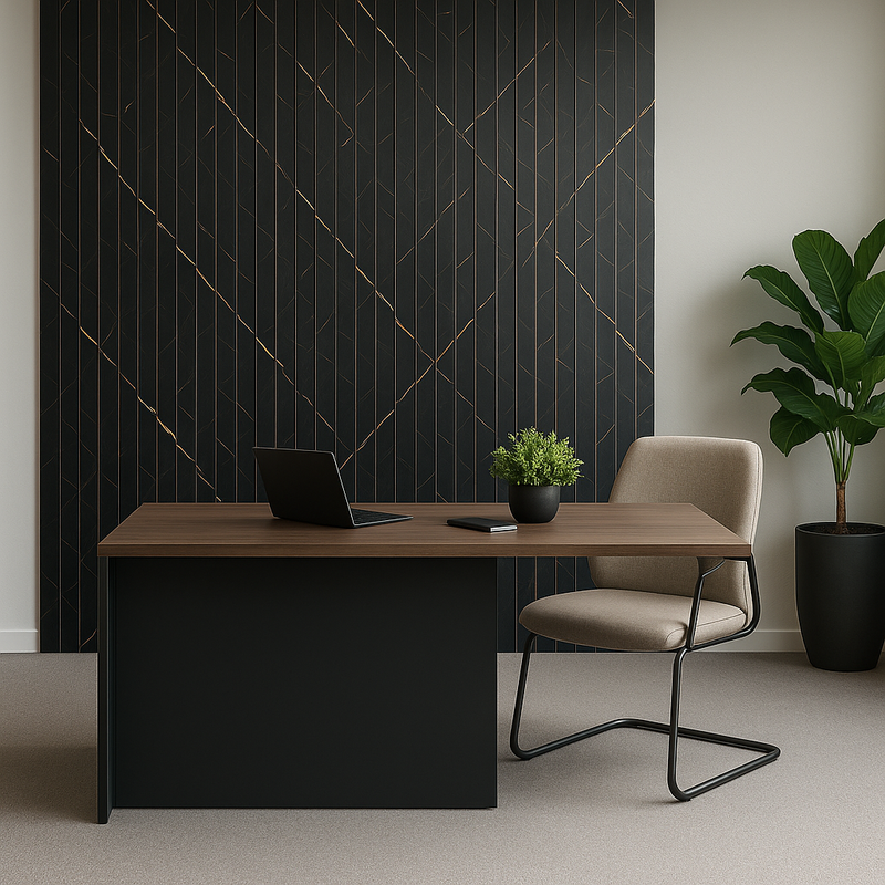 Painel Ripado Preto Gold - 2,80m Madeira Ecológica WPC – Sofisticado Interno