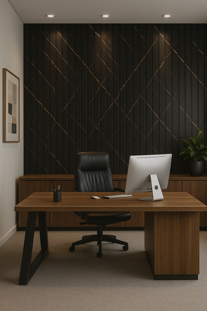 Painel Ripado Preto Gold - 2,80m Madeira Ecológica WPC – Sofisticado Interno