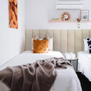 Cabeceira Modular Bege Adesiva Estofada – Design Sofisticado e Instalação Sem Furos