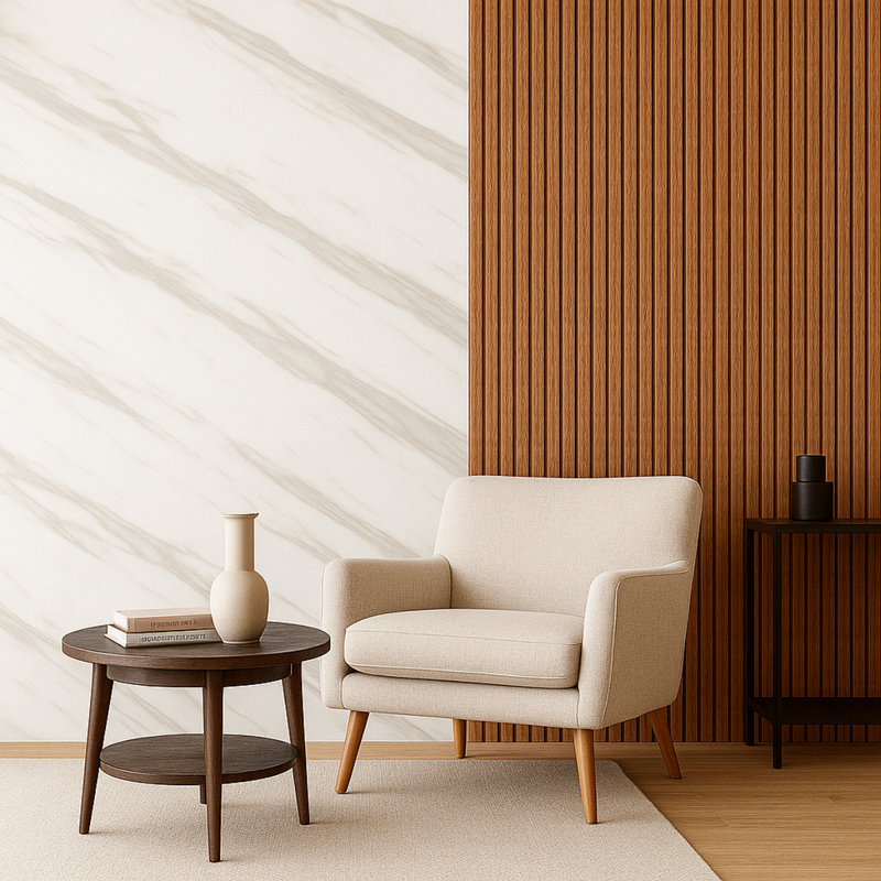Painel Ripado + Painel de Mármore - Monte seu kit de Revestimento PROMOÇÃO