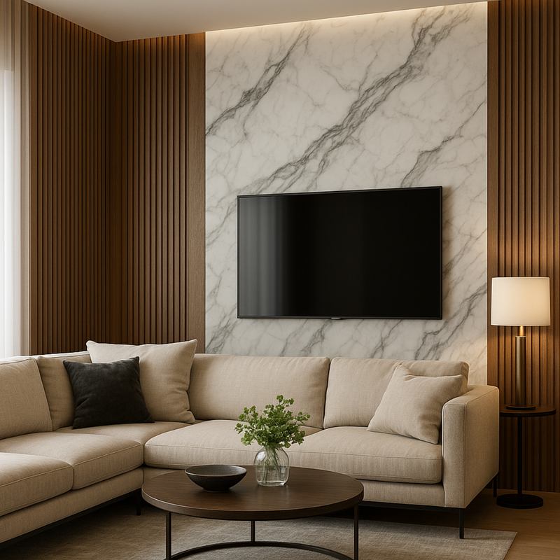 Painel Ripado + Painel de Mármore - Monte seu kit de Revestimento PROMOÇÃO