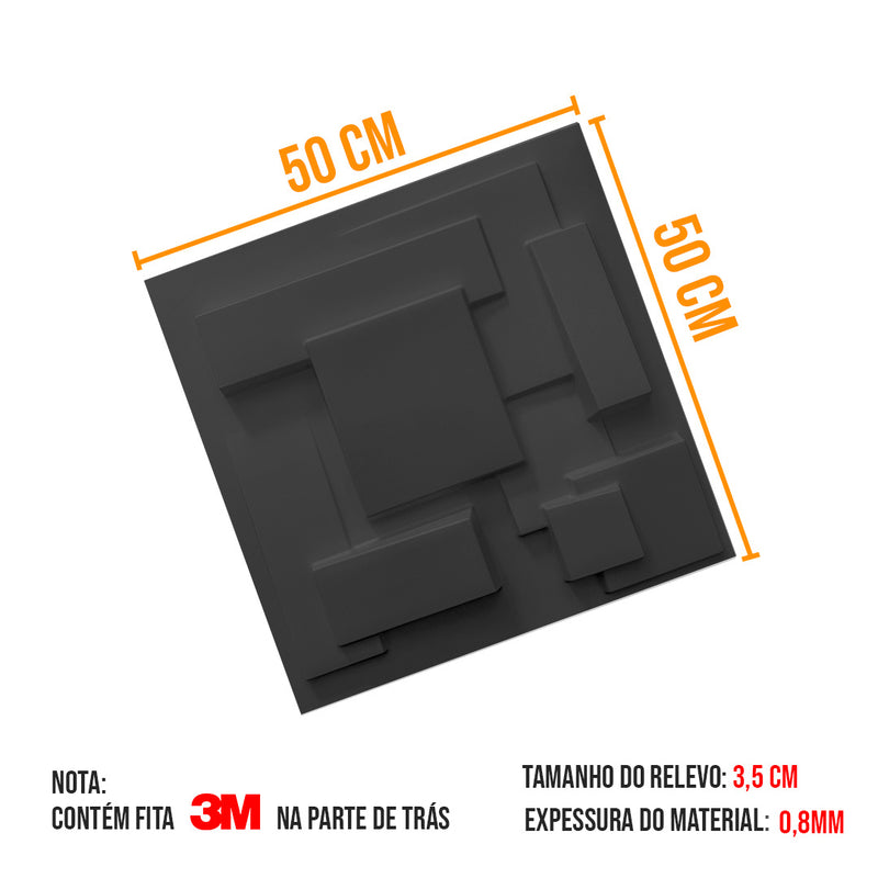 Placa 3D Cidades 50x50cm - Alto Relevo