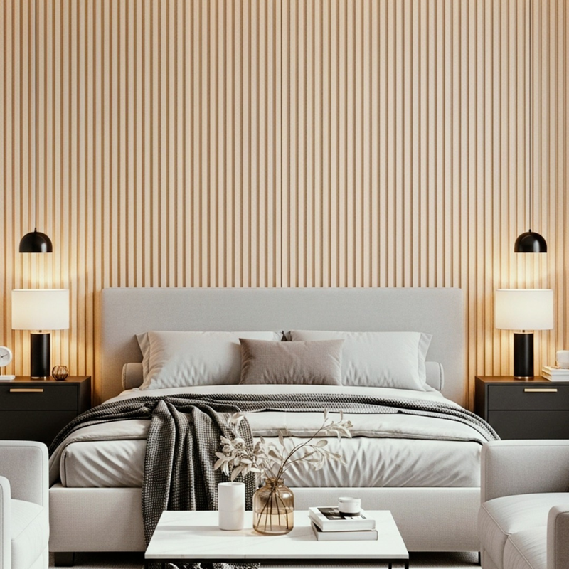 Painel Ripado Carvalho - 2,90m Madeira Ecológica WPC – Sofisticado Interno