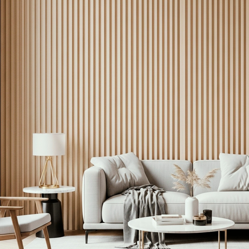 Painel Ripado Carvalho - 2,90m Madeira Ecológica WPC – Sofisticado Interno