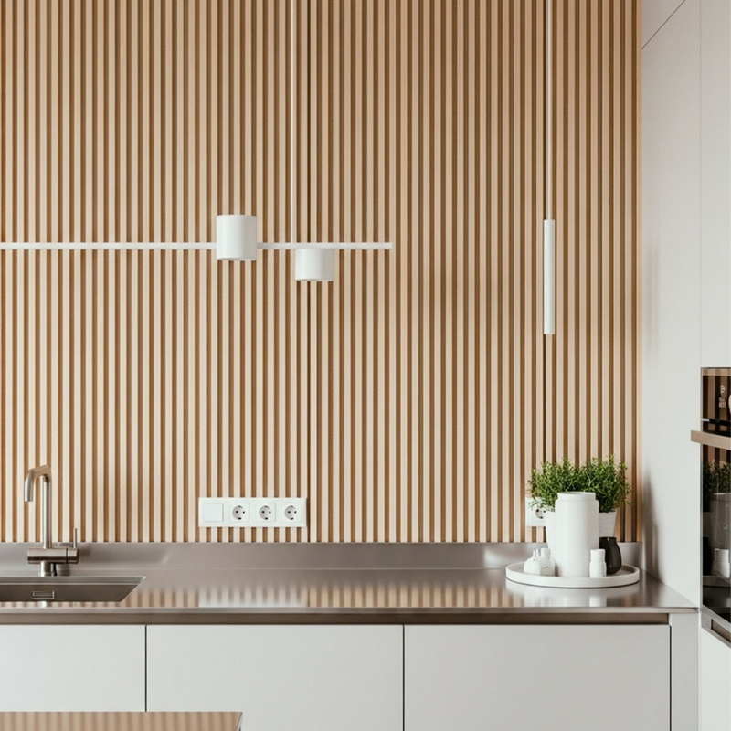 Painel Ripado Carvalho - 2,90m Madeira Ecológica WPC – Sofisticado Interno