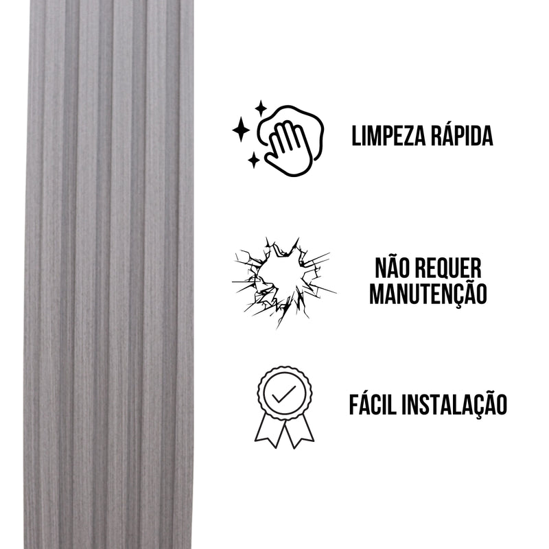 Painel Ripado Cinza - 2,90m Madeira Ecológica WPC – Sofisticado Interno