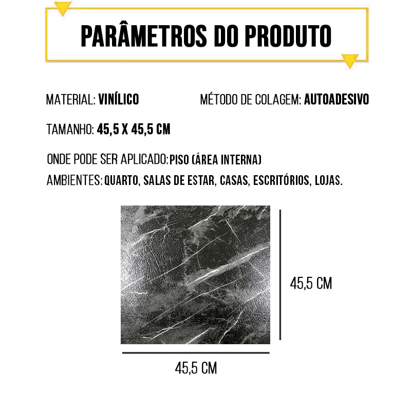 Piso Vinílico Autoadesivo Mármore Preto – Instalação Fácil Sofisticado