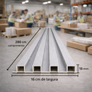 Painel Ripado Cinza - 2,90m Madeira Ecológica WPC – Sofisticado Interno