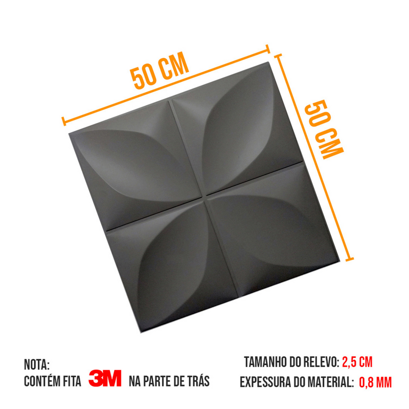 Placa 3D Primavera 50x50cm - Alto Relevo