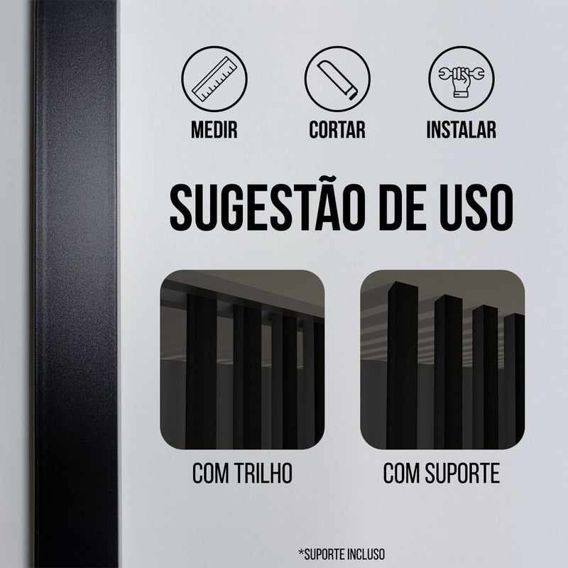 Brise Divisor de Ambientes 2,90m –Preto  Madeira Ecológica WPC | Moderno e Funcional