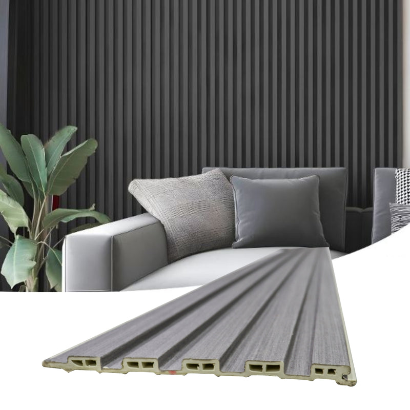 Painel Ripado Cinza - 2,90m Madeira Ecológica WPC – Sofisticado Interno