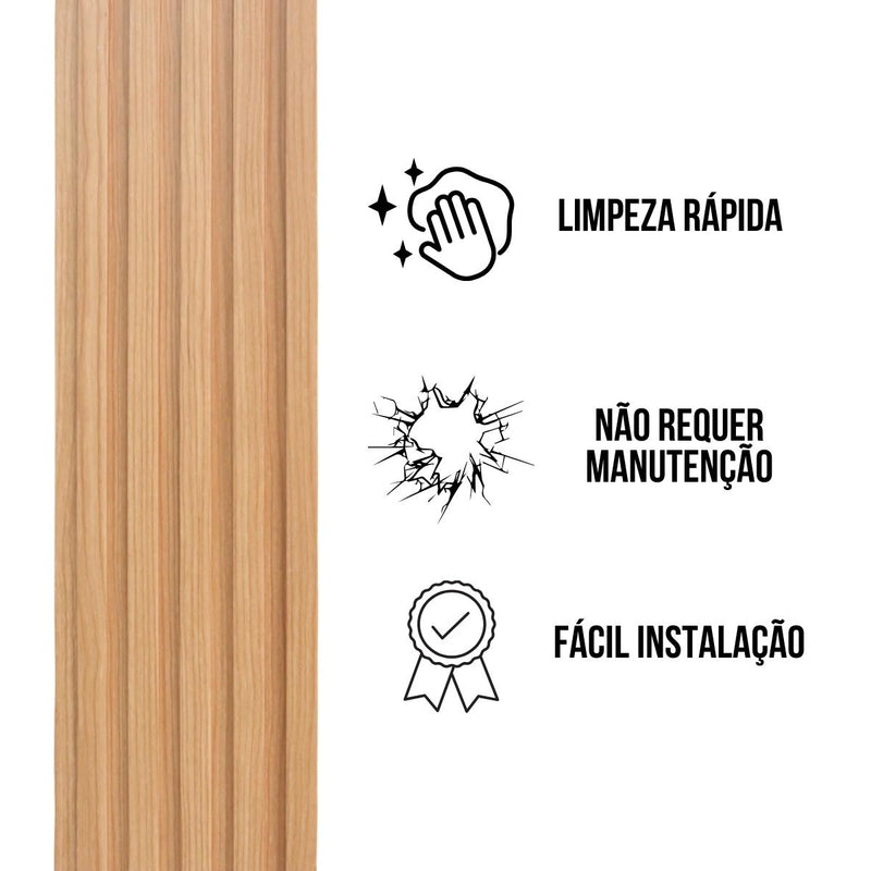 Painel Ripado Carvalho - 2,90m Madeira Ecológica WPC – Sofisticado Interno