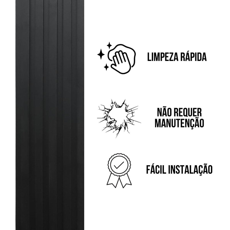 Painel Ripado Preto - 2,90m Madeira Ecológica WPC – Sofisticado Interno