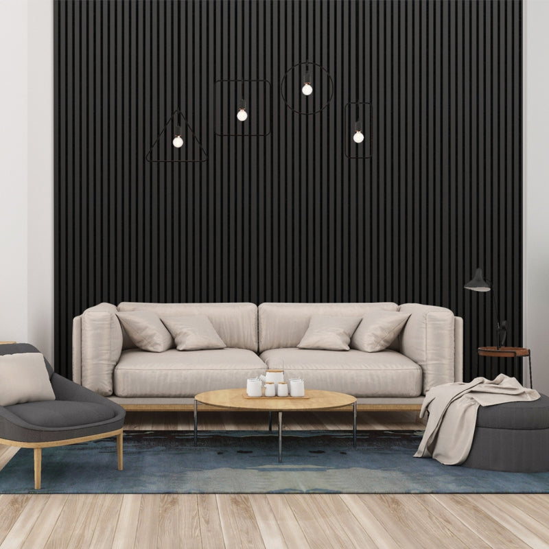 Painel Ripado Preto - 2,90m Madeira Ecológica WPC – Sofisticado Interno