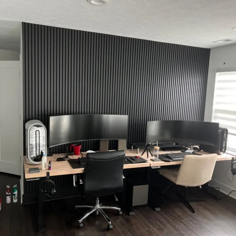 Painel Ripado Preto - 2,90m Madeira Ecológica WPC – Sofisticado Interno