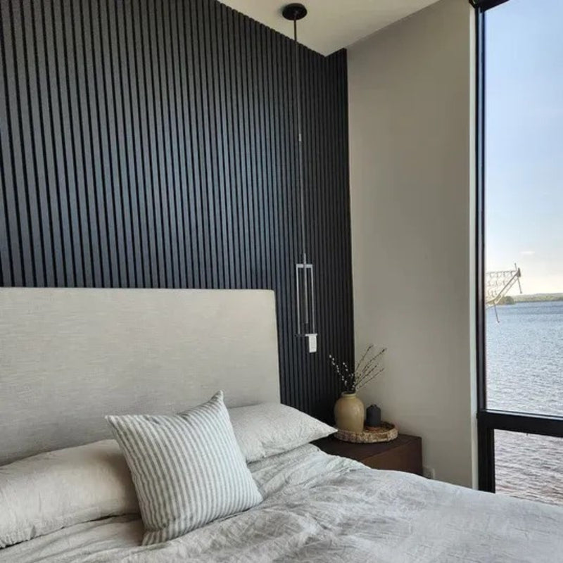 Painel Ripado Preto - 2,90m Madeira Ecológica WPC – Sofisticado Interno